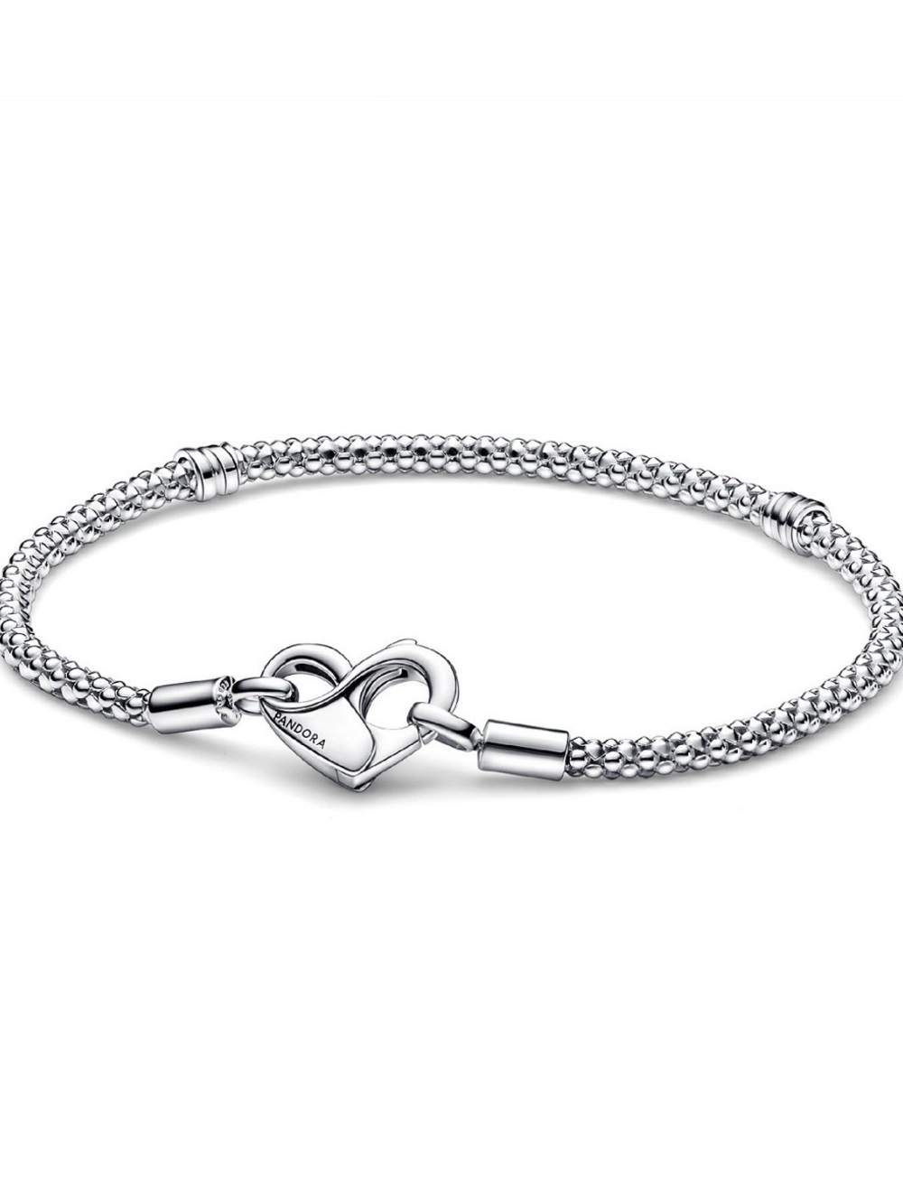 Pandora Sterling Silver Heart Link Mesh Bracelet - Silver